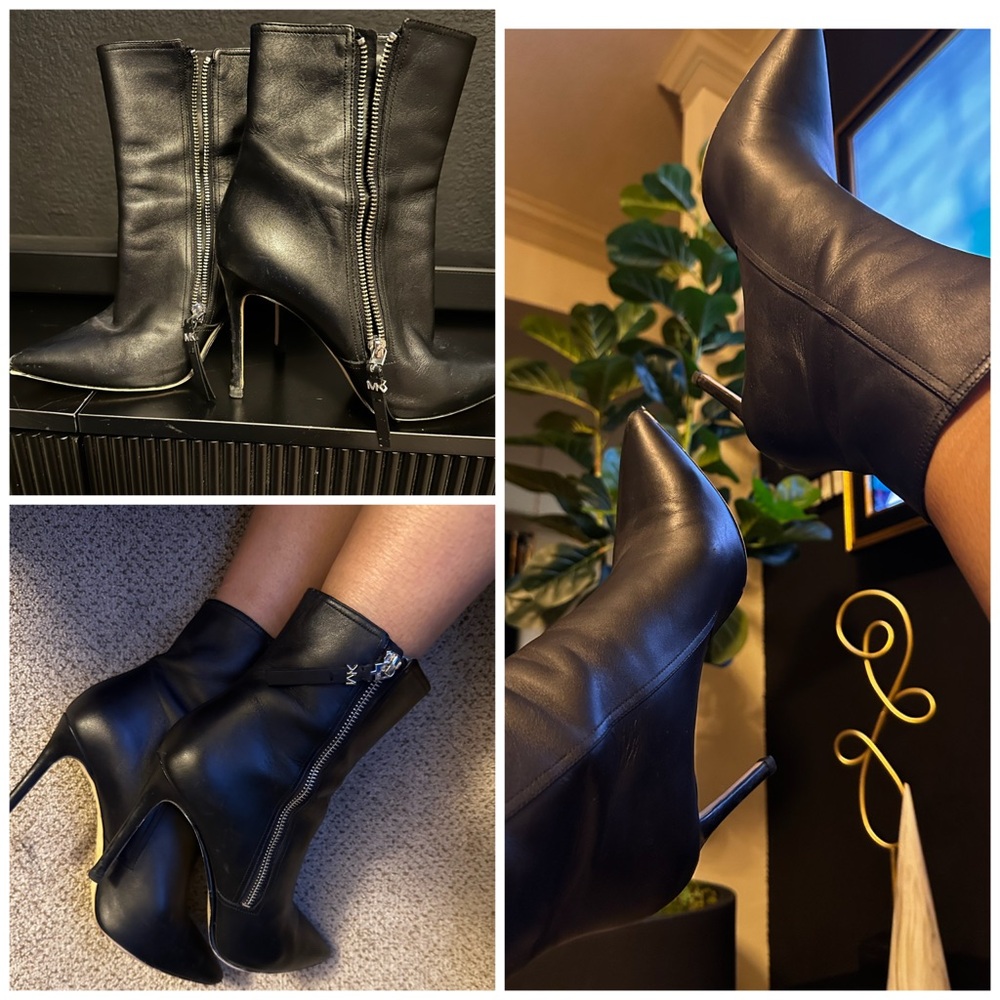 Michaels Black Leather Heeled Boots- Z